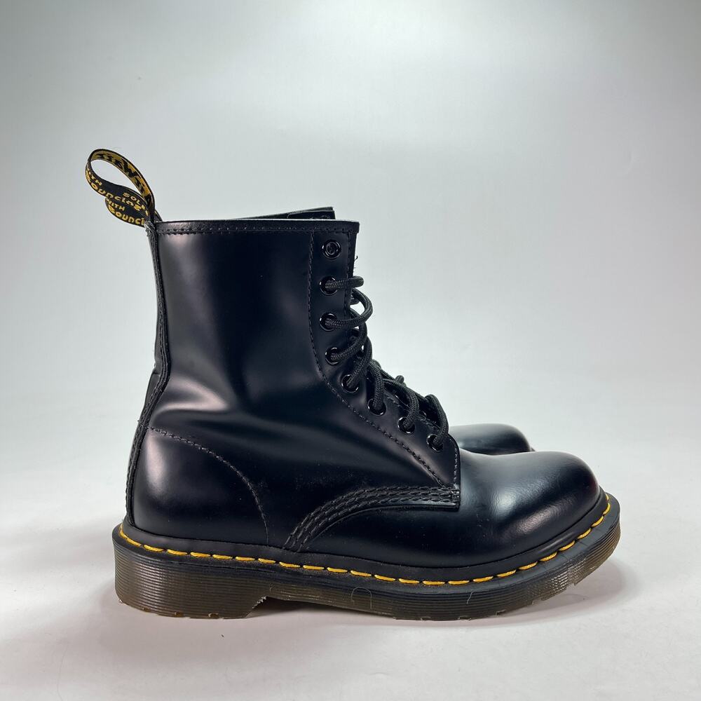 Dr. Martens 1460 Lace Up Black Smooth Leather Combat Boots Women's Size 7